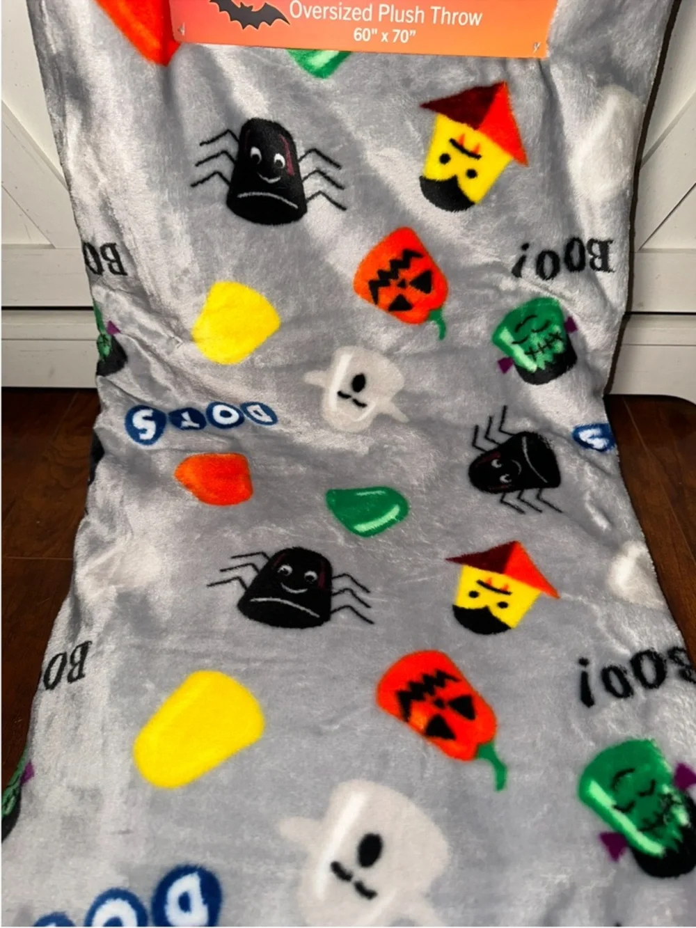 Dots Gray Halloween Candy Plush Throw Blanket